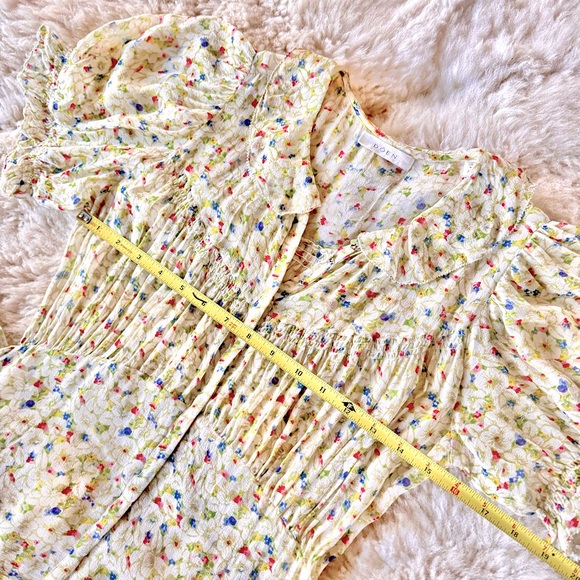 💋SOLD💋🪁🌼🎈DÔEN ‘Mira’ Silk Georgette Yellow Victoria Floral Mini Dress✨ - Picture 13 of 17